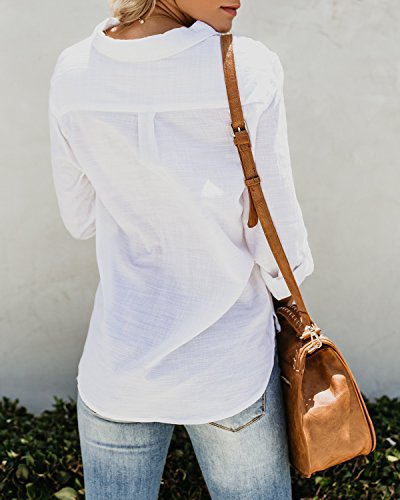 Women's Button Down Roll Up Sleeve Blouse