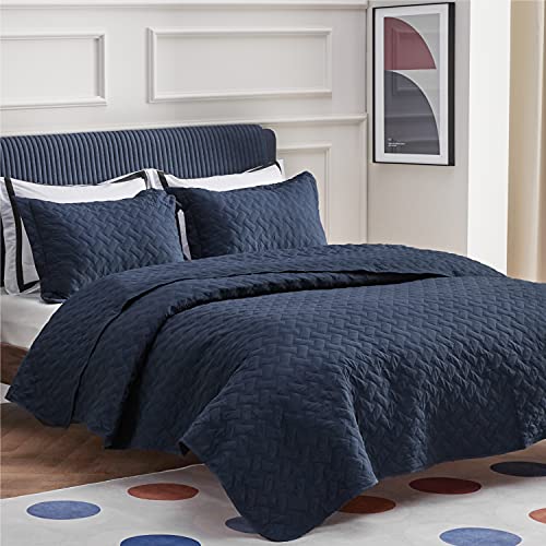 Bedsure Navy Blue Twin Quilt Set