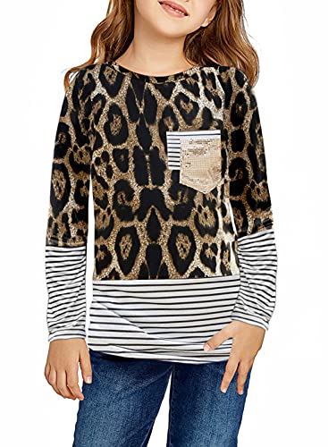 Dokotoo Girls Striped Leopard Sweatshirts