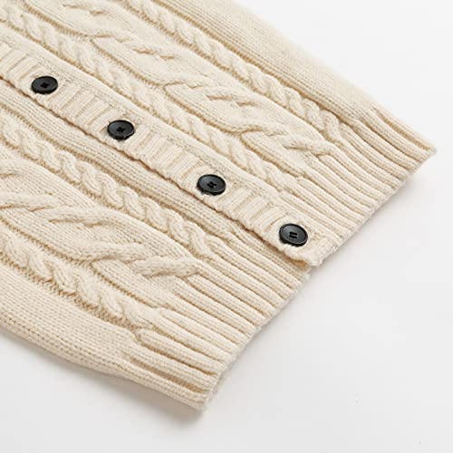 Curipeer Boys' Fall Cable Knit Cardigan Sweater, Apricot