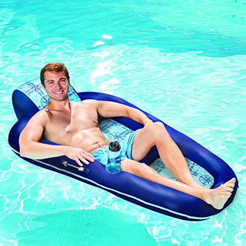 Aqua Luxury Inflatable Pool Float Lounge with Headrest, Backrest & Footrest