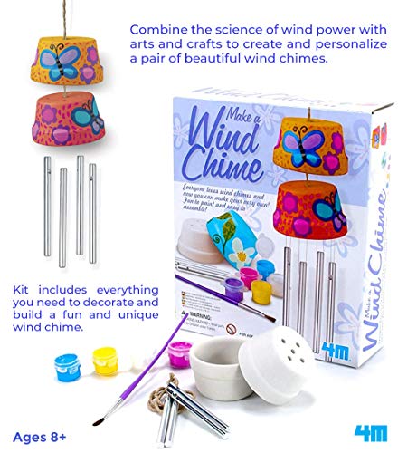 4M 4824 Make A Wind Chime Kit - Arts & Crafts Construct & Paint A Wind Powered Musical Chime DIY Gift for Kids, Boys & Girls