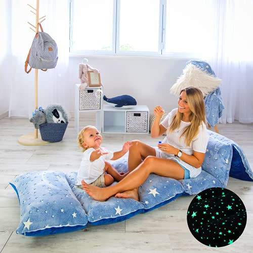 COLUX Glow in The Dark 3 in 1 Kids Pillow Bed Floor Lounger Cover