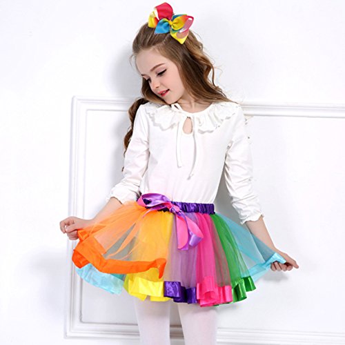 Colorful Rainbow Tutu with Hair Bows for Toddlers
