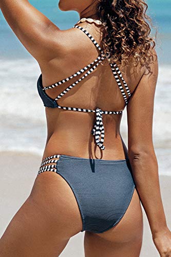 CUPSHE Ribbed Strappy Bikini Set