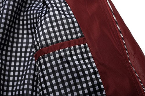 Tanming Men's Casual Slim Fit Lightweight Zip Up Softshell Bomber Jacket (Medium, Red)