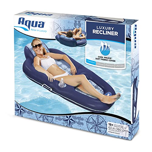 Aqua Luxury Inflatable Pool Float Lounge with Headrest, Backrest & Footrest