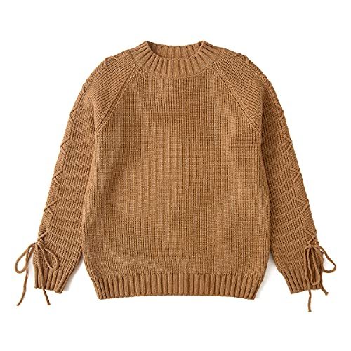 Curipeer Girls' Lace Up Knit Sweater