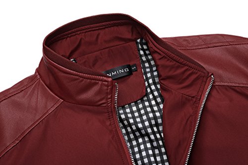 Tanming Men's Casual Slim Fit Lightweight Zip Up Softshell Bomber Jacket (Medium, Red)