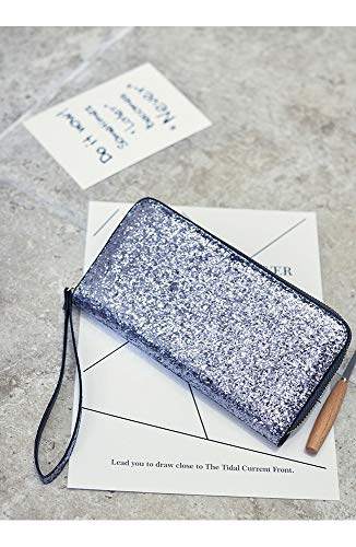Glitter Zipper Wristlet Clutch