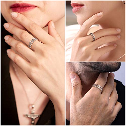 Silvora Sterling Silver Cuban Knot Link Chain Ring