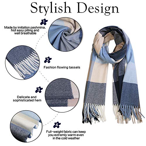 SOJOS Classic Tartan Cashmere Scarf