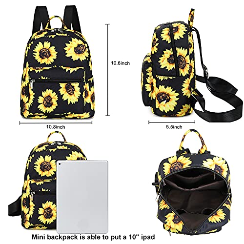 Small Black Sunflower Backpack Purse