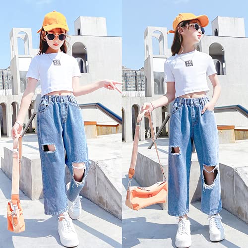 Ripped Denim Pants for Girls
