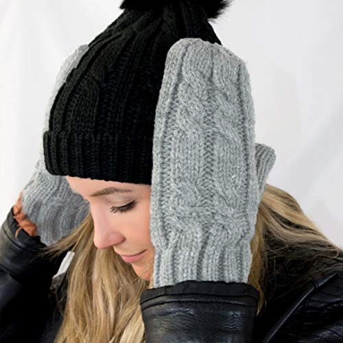 Chunky Cable Knit Mittens with Soft Lining