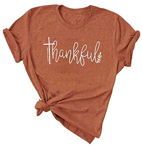 Thankful Graphic Letter Print T-Shirt for Women