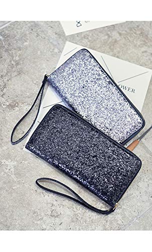 Glitter Zipper Wristlet Clutch