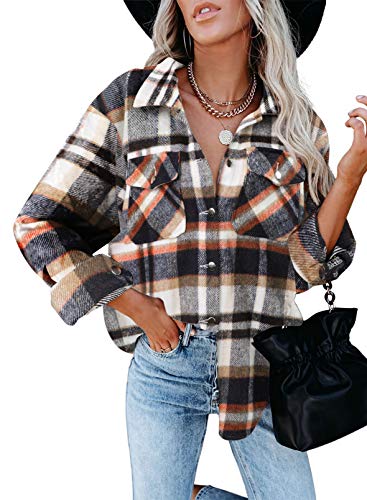 Dokotoo Women's Classic Plaid Button Up Shirt