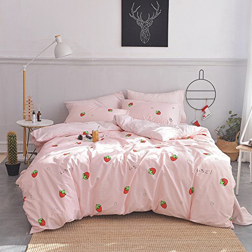 AOJIM Kawaii Strawberry Bedding SetCover Queen Size(No Comforter!)