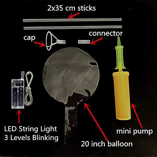6 PACKS LED Light Up BoBo Balloons with Stick,3 Levels Flashing LED String Lights,20 Inches Bubble Balloons, Air Pump, for Christmas Birthday Party Decoration