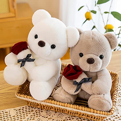 SHAFISH Cute Plush Rose Bear Stuffed Animal Teddy Bear Plush Toy Gift for Children and Girls(Light Brown,23cm/9in)