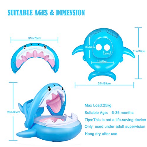 Inflatable Shark Canopy Baby Float Swimming Pool