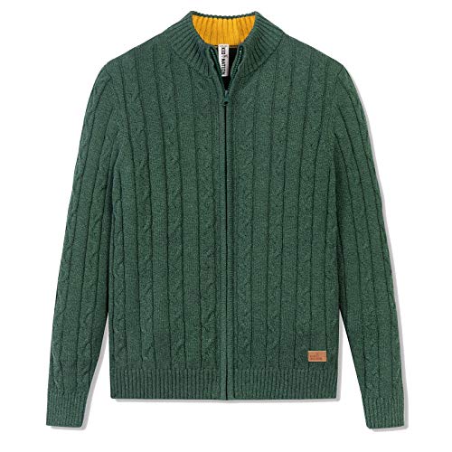 Kid Nation Boys' Full Zip Cardigan Sweater, Green