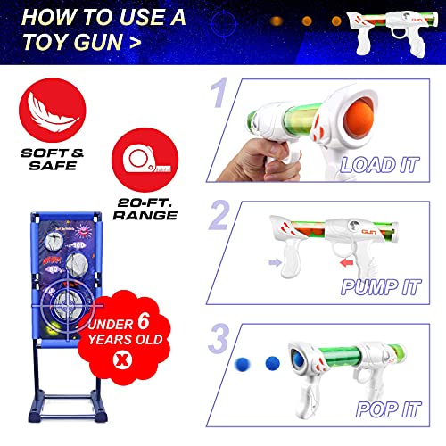 Kaufam Gun Toy Gift for Kids - Moving Shooting Target with 2 Blaster Guns and 18 Foam Balls