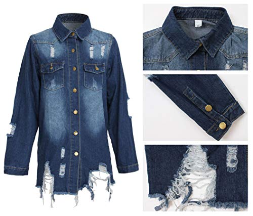 Distressed Ripped Oversized Denim Jacket