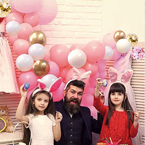 62Pcs Pink Gold Confetti Latex Balloons Kit, 12 Inch Pink White Gold Helium Balloons Party Supplies for Confession Proposal Wedding Girl Birthday Baby Shower Party Decoration