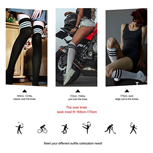 DRESHOW Women's High Thigh Socks, 6 Pairs