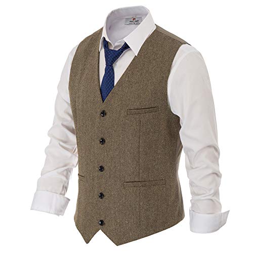 Tweed Herringbone Vest for Men