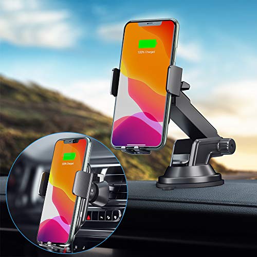 CTYBB Wireless Car Charger with Auto-Clamping Air Vent Mount and QC3.0 Charger, 10W Fast Charging for Samsung and iPhone