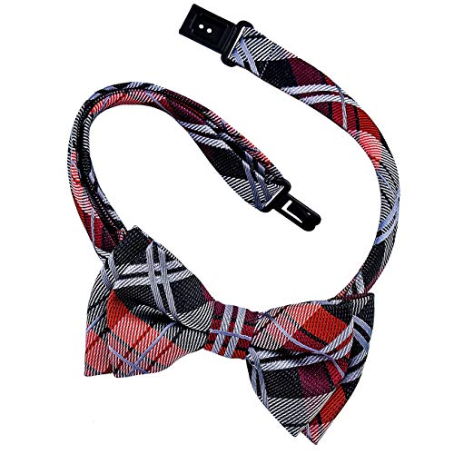 Retreez Tartan Plaid Check Boy's Bow Tie - Black/Red (4-7 years)