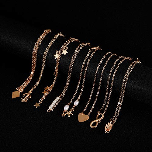 Gold Silver Ankle Bracelet Set