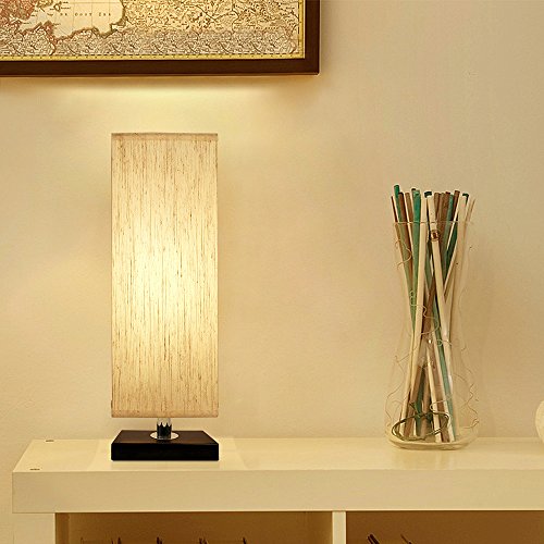 Minimalist Solid Wood Bedside Table Lamp with Fabric Shade