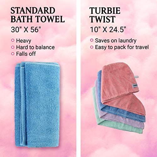 Turbie Twist Microfiber Hair Towel Wrap for Women and Men (4 Pack)
