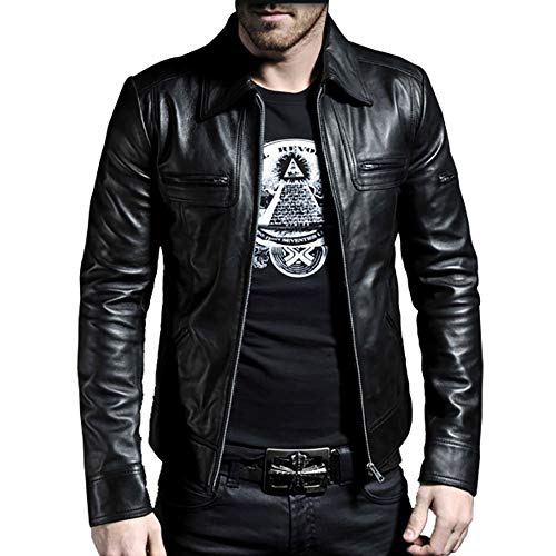 Laverapelle Men's Genuine Lambskin Leather Jacket (Black, Large, polyester Lining) - 1501200
