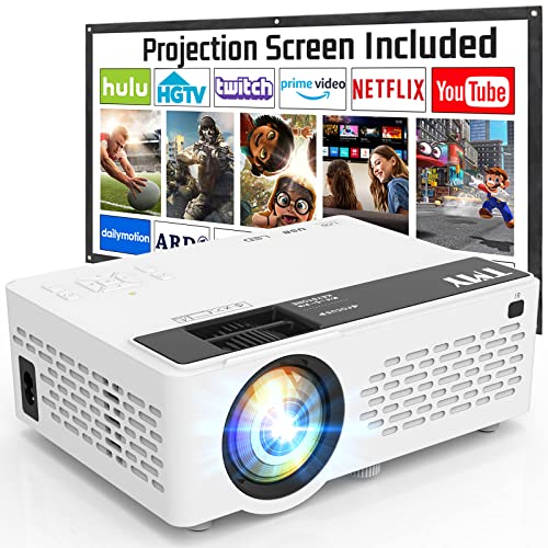 Powerful HD Projector with Screen for Home Cinema and Outdoor Movies