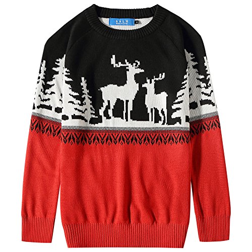 SSLR Boys' Santa Sweater, Red/Black, Medium