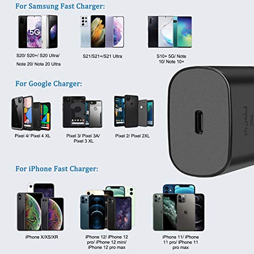 25W Super Fast USB C Wall Charger with 5FT Type C Cable for Samsung Galaxy and Note
