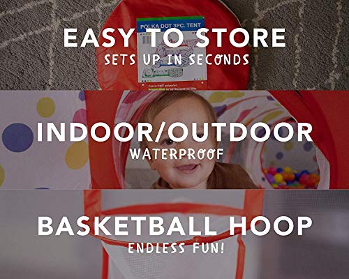 Playz 5-Piece Pop Up Play Tent with Tunnel, Ball Pit and Basketball Hoop