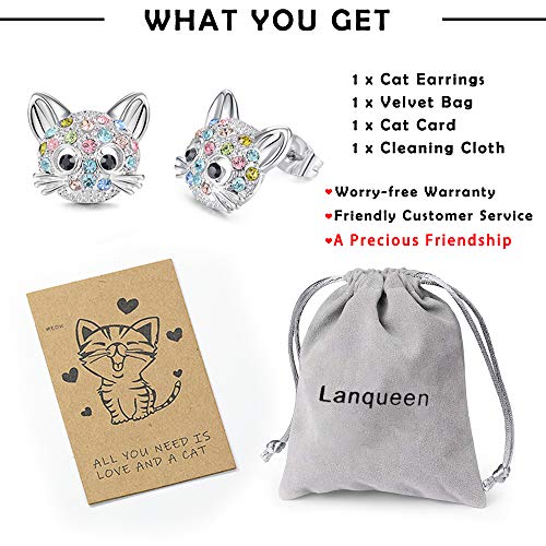 Cute Cat CZ Stud Earrings