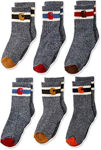 Carhartt Boys' Little Camp Crew Sock Pack, Shoe Size: 3-9