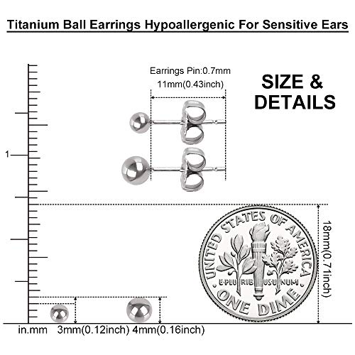 Titanium Ball Stud Earrings - High Polished