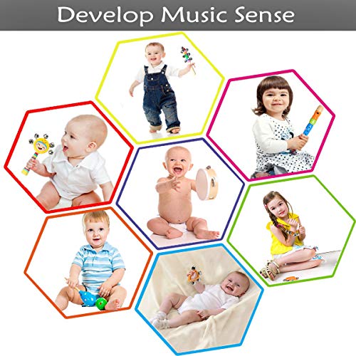 Ehome Wooden Percussion Instruments Set for Toddlers with Storage Bag
