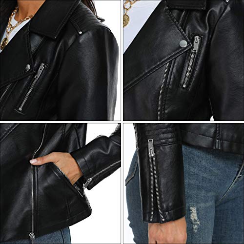Fahsyee Faux Leather Moto Biker Jacket