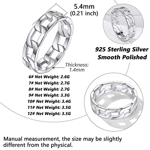 Silvora Sterling Silver Cuban Knot Link Chain Ring