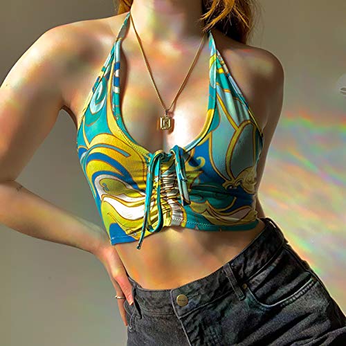 Meladyan Women's Paisley Halter Crop Top
