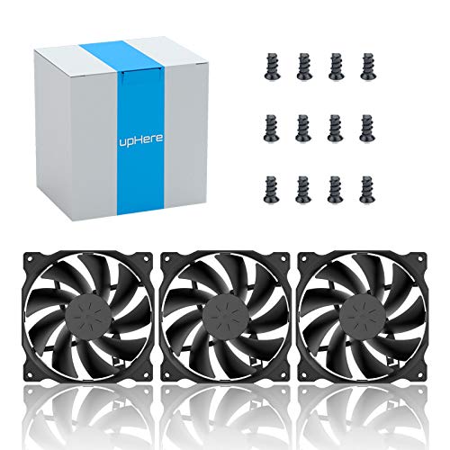 uphere 3-Pack Long Life Computer Case Fan 120mm Cooling Case Fan for Computer Cases Cooling,12BK3-3